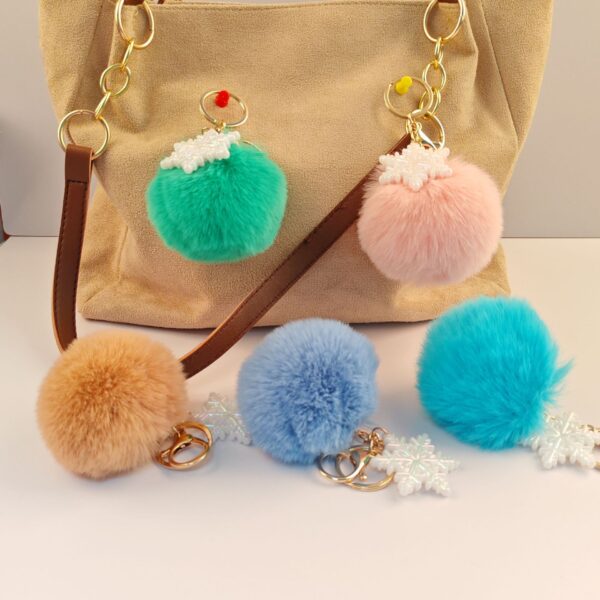 Wholesale Creative Snowflake Fur Ball Keychain Pendant Imitation Rex Rabbit Plush Bag Pendant Fur Ball Accessories Keychain Pendant