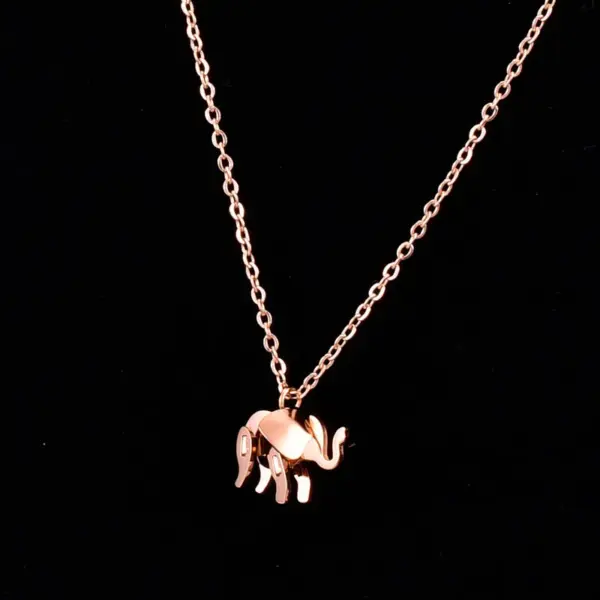 PVD Coated 18K Real Gold Plated Elephant 304 Stainless Steel Waterproof Non Tarnish Inlay Inlaid Necklace