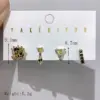 Wholesale 1 Set Yakemiyou Cool Style Cartoon Inlay Copper Zircon 14K Gold Plated Ear Studs