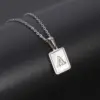 Wholesale PVD Coated 18K Gold Plated Letter Rectangle 304 Stainless Steel Titanium Steel Simple Style Waterproof Non Tarnish 304 Stainless Steel Pendant Necklace