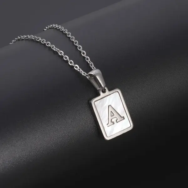 Wholesale PVD Coated 18K Gold Plated Letter Rectangle 304 Stainless Steel Titanium Steel Simple Style Waterproof Non Tarnish 304 Stainless Steel Pendant Necklace
