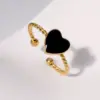 PVD Coated Real Gold Plated 18K Gold Heart Shape 304 Stainless Steel Cute Vintage Style Simple Style Waterproof Non Tarnish Open Rings