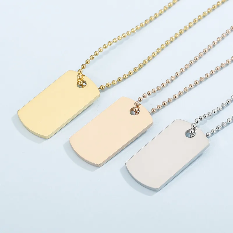 Wholesale 304 Stainless Steel Square PVD Coated 18K Real Gold Plated Simple Style Waterproof Non Tarnish Plating Pendant Necklace