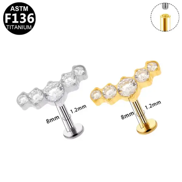 Wholesale 1 Piece Belly Rings Casual Simple Style Geometric Pure Titanium Titanium Alloy Plating Zircon 14K Gold Plated White Gold Plated