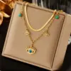 Wholesale PVD Coated Real Gold Plated Sun Eye Titanium Steel Fashion Waterproof Non Tarnish Layered Necklaces