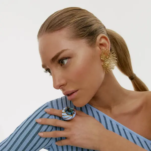 Wholesale PVD Coated Real Gold Plated Circle Lines 304 Stainless Steel Simple Style Commute Waterproof Non Tarnish Ear Studs