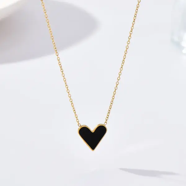 Wholesale Jewelry Fashion Heart Shape 304 Stainless Steel 14K Gold Plated Enamel Stainless Steel Necklaces