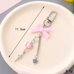 K4871 solid color bow hanging love pink / Small pendant