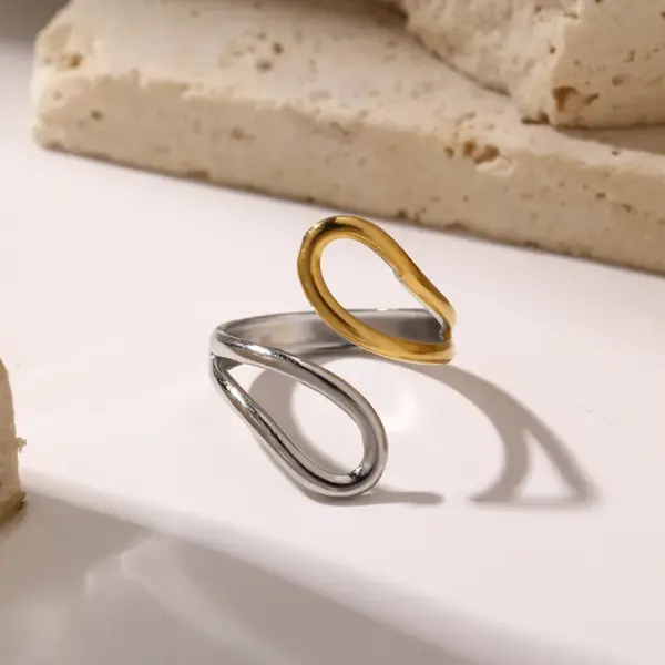 Real Gold Plated Solid Color 304 Stainless Steel Hawaiian Tropical Streetwear Waterproof Non Tarnish Rings