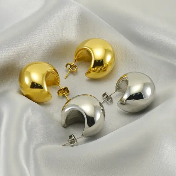 Wholesale 1 Pair Elegant Water Droplets Polishing Plating 304 Stainless Steel 18K Gold Plated Ear Studs