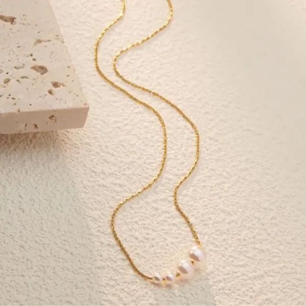 Wholesale 304 Stainless Steel Plastic Geometric Ion Plating (IP) Plastic 18K Gold Plated Princess Vacation Sweet Waterproof Non Tarnish Plating Necklace