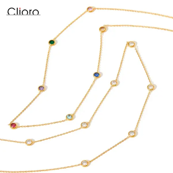 Wholesale Fashion Round Stainless Steel Titanium Steel Plating Inlay Zircon Necklace