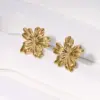 304 Stainless Steel Flower PVD Coated 18K Real Gold Plated 18K Gold Sweet Simple Style Waterproof Non Tarnish Plating Ear Studs