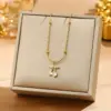 Water Plating Vacuum 18K Gold Plated K Solid Color 304 Stainless Steel Copper Elegant Luxurious Simple Style Pendant Necklace