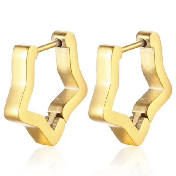PVD Coated 18K Gold Real Gold Plated Square Star Heart Shape 201 Stainless Steel Fashion Waterproof Non Tarnish Earrings