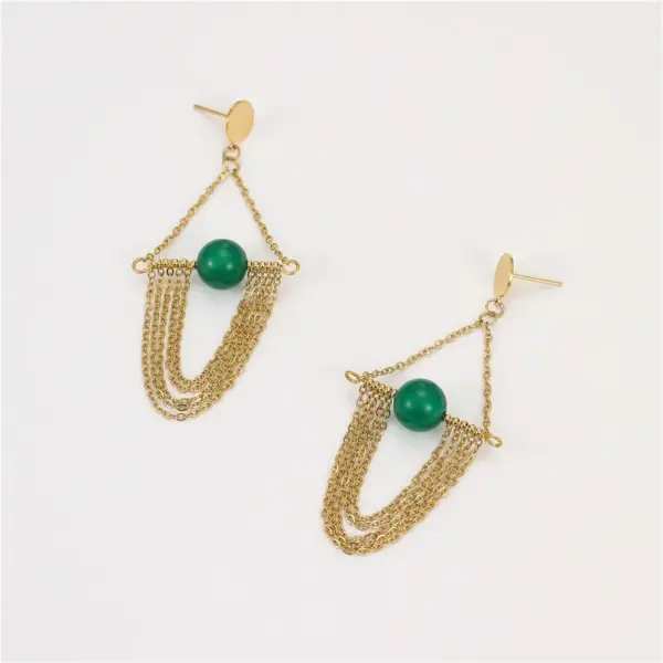 Wholesale PVD Coated Real Gold Plated 18K Gold Tassel 304 Stainless Steel Retro IG Style Waterproof Non Tarnish Drop Earrings