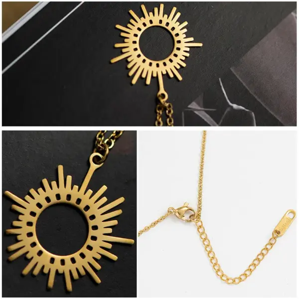 Wholesale PVD Coated 14K Gold Real Gold Plated Geometric 304 Stainless Steel Fashion Waterproof Non Tarnish 304 Stainless Steel Necklace