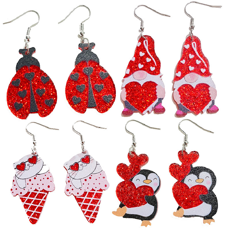 Wholesale Cute dwarf glitter acrylic earrings