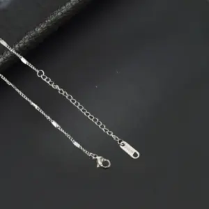 1.5mm Steel Color Flattening Interval Curb Necklace / 60 5cm Extension Chain