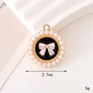 C356 27mm Pearl Bow Black / Diy Ornament