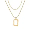 Real Gold Plated 304 Stainless Steel Square Waterproof Non Tarnish Fashion Layered Necklaces For Women'S