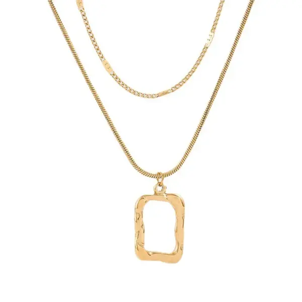 Real Gold Plated 304 Stainless Steel Square Waterproof Non Tarnish Fashion Layered Necklaces For Women'S