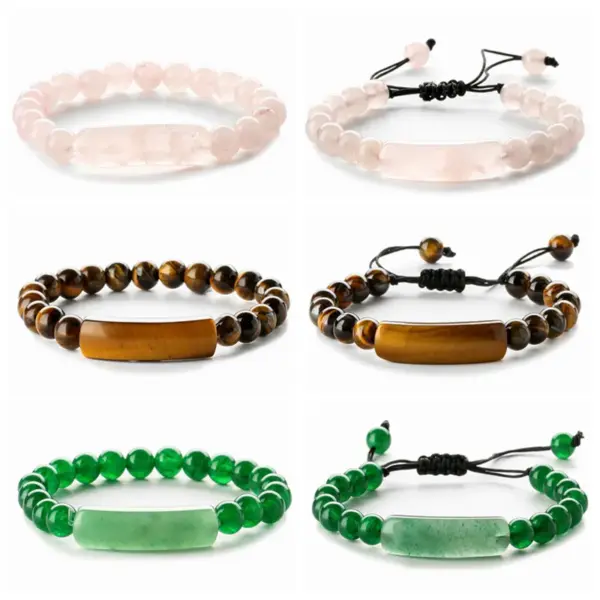Wholesale Retro Geometric Beaded Natural Stone Bracelets 1 Piece