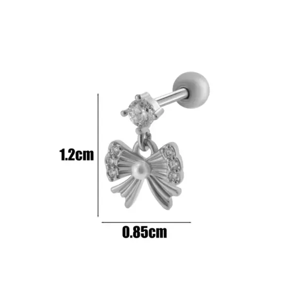 Wholesale 1 Piece Ear Cartilage Rings & Studs IG Style Simple Style Korean Style Heart Shape Butterfly Bow Knot Copper Waterproof Non Tarnish Surgical Steel Zircon