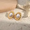 Wholesale PVD Coated Real Gold Plated 18K Gold Oval Rectangle 304 Stainless Steel IG Style Casual Modern Style Waterproof Non Tarnish Ear Studs