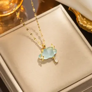 318 Gold Blue Cloud Necklace