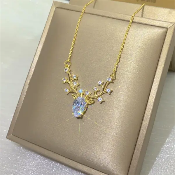 Wholesale PVD Coated Real Gold Plated Elk Stainless Steel Casual Simple Style Waterproof Non Tarnish Necklace