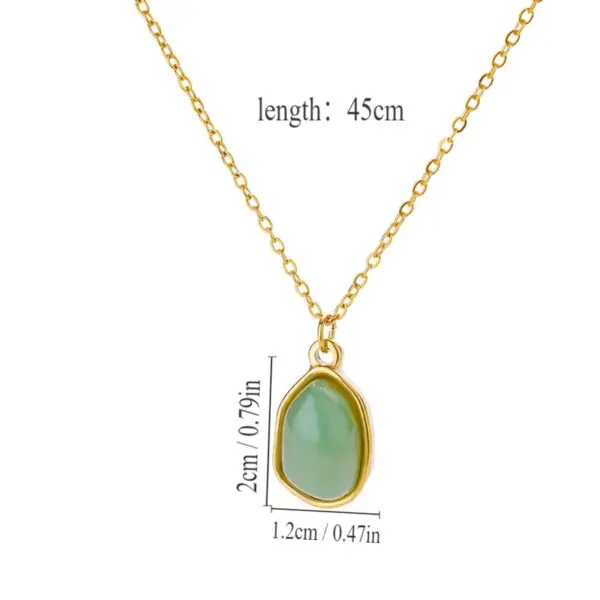 Wholesale 201 Stainless Steel Solid Color Water Plating Vacuum Plating Natural Stone 18K Gold Plated Casual Plating Inlay Pink Purple Green Pendant Necklace