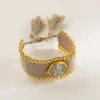 Wholesale Jewelry Ethnic Style Saint Benedict Color Block Copper Braid Wristband