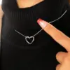 Wholesale PVD Coated Heart Shape 304 Stainless Steel Simple Style Shiny Waterproof Non Tarnish 304 Stainless Steel Pendant Necklace
