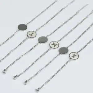 Simple Style Letter 304 Stainless Steel 18K Gold Plated Shell Stainless Steel Bracelets In Bulk