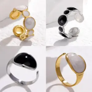 Wholesale Stainless Steel Simple Style Geometric Round Water Droplets Plating Open Rings