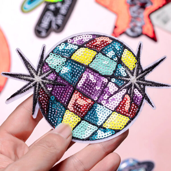 Wholesale Sequined sun red lip embroidered logo fashion disco music sunglasses lip embroidered cloth stickers bag clothing decorative stickers