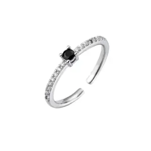 White Gold Color Black Diamond / Adjustable Opening