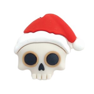 Christmas Skull Silicone Beads (Off-White)