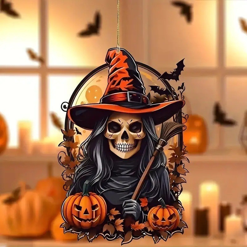 Wholesale Cross-Border New Party Pumpkin Man Acrylic Flat Car Rearview Mirror Pendant Pendant