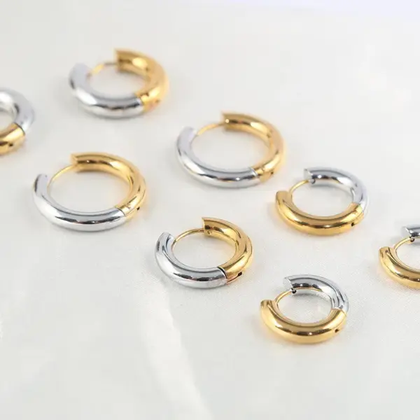 Wholesale 1 Piece Fashion Color Block Plating Stainless Steel Earrings