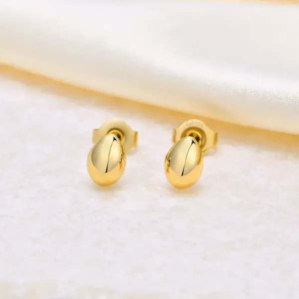 Wholesale PVD Coated Gold Plated Water Droplets 304 Stainless Steel Simple Style Waterproof Non Tarnish 304 Stainless Steel Ear Studs