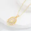 Fashion Human Cross Heart Shape Copper Pendant Necklace Gold Plated Hollow Out Zircon Copper Necklaces
