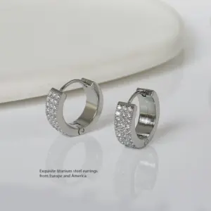 Silver Titanium Steel 3 Row Diamond N0173S