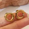 1 Pair Simple Style Classic Style Round 304 Stainless Steel Imitation Gold Electroplating Ear Studs