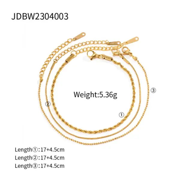 Wholesale PVD Coated Real Gold Plated 18K Gold Solid Color 304 Stainless Steel Simple Style Classic Style Waterproof Non Tarnish 304 Stainless Steel Bracelets