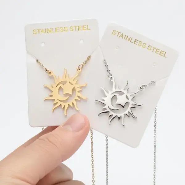 Wholesale Jewelry Retro Sun 201 Stainless Steel 18K Gold Plated Plating Stainless Steel Necklaces