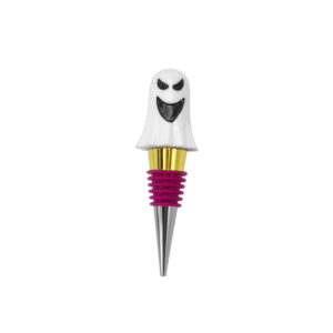 Ghost-style two-tone electroplated purple leather wine stopper
