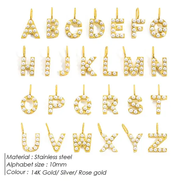 Wholesale 1 Piece Stainless Steel Artificial Pearls Letter