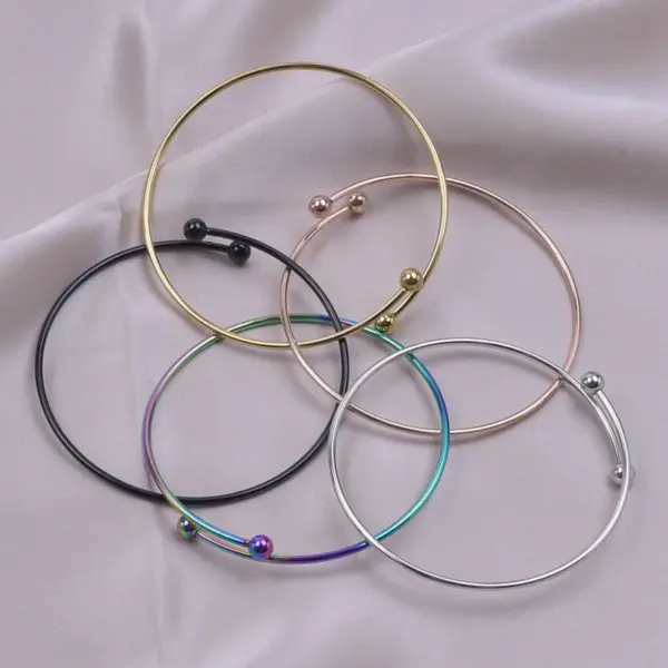 Wholesale PVD Coated Real Gold Plated 18K Gold Solid Color 304 Stainless Steel IG Style Simple Style Waterproof Non Tarnish 304 Stainless Steel Bangle